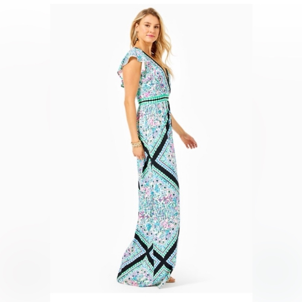 Lilly Pulitzer Roselle Maxi Dress Let's Get Wild print Size 0